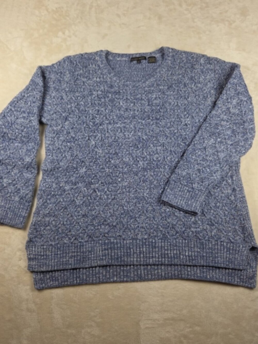 Jeanne Pierre Women’s XL Blue Textured Knit 100% Cotton Sweater